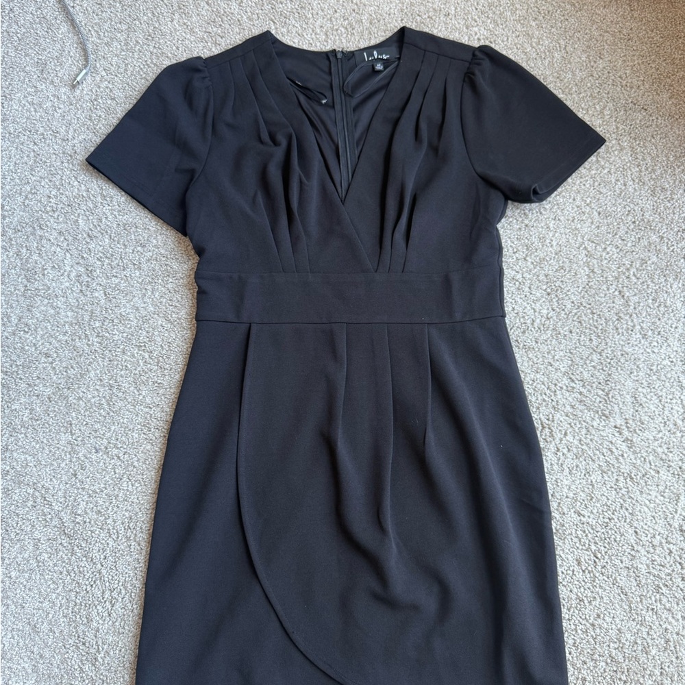 Black Short Sleeve Wrap Dress